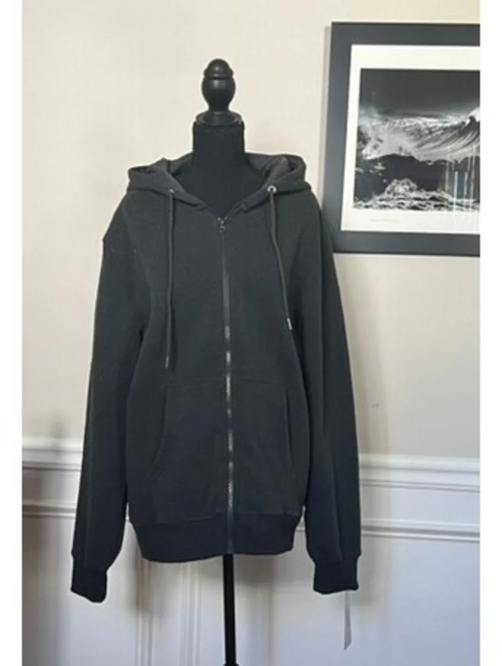 Black Bison Men's Zip Up Hoodie - Heather Gray Size L